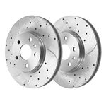 AutoShack Front Drilled Slotted Brake Rotors Silver Pair of 2 Driver and Passenger Side Replacement for Chevrolet Equinox Impala Camaro GMC Terrain Buick LaCrosse FWD 12.64 Inch Diameter PR65176DSZPR