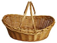 OYPEIP Wicker Basket Gift Baskets Empty Oval Willow Woven Picnic Basket Easter Candy Basket Large Storage Basket Wine Basket with Handle Egg Gathering Basket 15" 11" 7" (Nature)