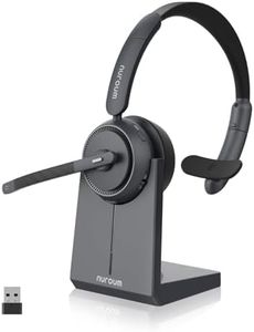 Nuroum HP31-S Casque Bluetooth sans Fil avec Micro, Casque à Réduction de Bruit ENC avec Station de Charge,Clé USB-A&C/Bluetooth/Dongle, 45 Heures d'Autonomie pour Le Cuffie Call Center/Appels/Travail