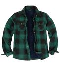 Men's Sherpa Fleece Lined Plaid Flannel Jackets Fall Winter Outdoor Work Flannel Shirt Shacket Jacket Coat Green M