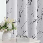 Smarcute 100% Blackout Curtains Marble Designs Printed Drapes Thermal Curtains for Bedroom with Black Liner Sound Proof Curtains 2 Panels Set，Each W132cm x D213cm, Grey