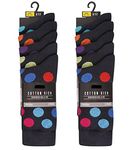 K Collection Mens Ex Store Socks - 10 Pack - Cotton Rich Purista - Multi Spots Design Socks - Assorted Colours - UK Shoe Size 9-11