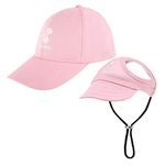 Pawaboo 2PC Owner and Dog Hat Set, Pet's Mom/Dad Baseball Cap Set, Dog Visor Cap Sun Protection Hats with Ear Holes and Adjustable Strap, Family Matching Hats, Medium, Pink