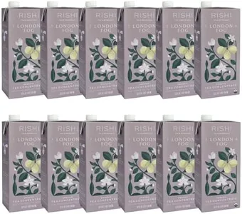 Rishi Tea London Fog Latte - Organic Black Tea Concentrate with Bergamot, Easy-to-Serve Hot or Iced Earl Grey Mix - 32 fl oz Carton, 8 Servings (Pack of 12)