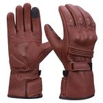 Harssidanzar Winter Motorcycle Gloves,Mens Long Gauntlet Leather Full Finger TouchScreen Thermal Lined with Thinsulate Waterproof Motorcycles Gloves KM048,Saddle,Size M