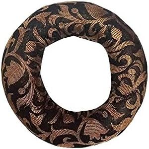 ConnectingGod Round Cushion For Tibetan Singing Bowl Handmade Cushions Brocade Art Silk Home Decor Jewelry Display Cushion (4In X 1.5In Inch), SB-221, black, 4In x 1.5In inch