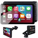 Wireless Apple CarPlay Android Auto Screen, Car Stereo 7" HD Touch Screen Portable Navigation Radio Vedio Player with Bluetooth WiFi, Live Navigation, Voice Control, Mirror Link