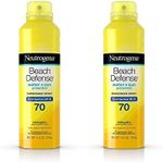 Neutrogena Beach Defense Body Spray Sunscreen with Broad Spectrum SPF 70, Water-Resistant and Oil-Free Sun Protection, 6.5 oz (Pack of 2)