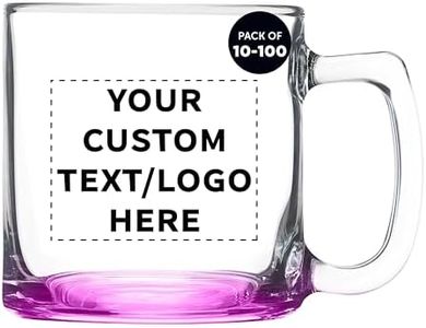 DISCOUNT PROMOS Custom Small Glass Coffee Mugs 9 oz Set of 10/50/100, Personalized Bulk Pack Perfect for Coffee Tea Espresso Hot Cocoa & Other Beverages - Pink