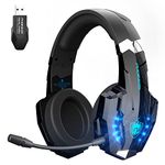 Wireless Gaming Headset with Microphone, PHOINIKAS G9000 2.4G Wireless Headset for PC PS4 PS5 Switch, Over Ear Headphones with 7.1 Stereo Sound, 3.5mm Wired Gaming Headset for Xbox One/Laptop/Phone