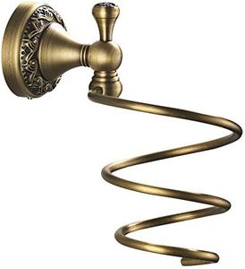 Leyden Antique Brass Hair Dryer Holder,Retro Blow Dryer Holder Hanger Rack Spiral Bathroom Accessories,Hair Care Tools Organizer Wall Mounted