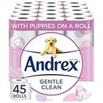 Andrex Gentle Clean Toilet Rolls - 45 Toilet Roll Pack - Bulk Buy Toilet Rolls - Gentle and Soft on Your Family's Skin - Dermatologically Tested