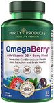 Purity Products OmegaBerry Fish Oil with Vitamin D3 and Organic Acai - 1250mg Concentrated Molecularly Distilled Ultra Pure Omega-3 Fish Oil, 500mg DHA + 650mg EPA - 60 Soft Gels - 30 Day Supply from