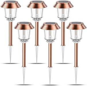 XMCOSY+ Solar Pathway Lights Outdoor - 6 Pack Solar Lights Outdoor Waterproof, 10-40 LM Dimmable Auto On/Off Solar Outdoor Lights Yard Garden Walkway Driveway (Warm White)