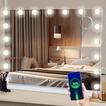 Saihemei Hollywood Vanity Mirror with Lights, Large Makeup Lighted Mirror with 17 Dimmable LED Bulbs, 3 Lighting Modes Tabletop Mirror with Touch Screen Control for Dressing Table, Wall Mounted