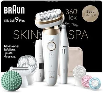 Braun Epilateur Pour Femmes Pour Les Jambes Et Le Corps Silk-épil 9 9-681 3D, Blanc-Doré, Tête Flexible À 360°, Etanche, Sans Fil, Kit D'Epilation Tout-En-Un, Accessoire FaceSpa, Mini-Rasoir Visage