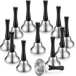 12 Pieces Metal Hand Bells Call Bells Service Hand Bells for Adults Kids Black Wooden Handle Music Hand Bells Musical Instruments Percussion for Christmas Party Supplies