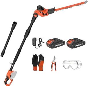 MAXLANDER Hedge Trimmer 18-Inch Cordless Pole Hedge Trimmer, 16-Feet Max Reach Hedge Trimmer with Extension Pole, Multi-Angle Adjustable, 2.0Ah Battery and Charger Included