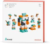 PIXIO Manga - Tiny Magnetic Blocks Building Toy in The Pixel Art Style with Free App - 5/16" Plastic Cubes with 6 Magnets Inside - Open Ended Toy - Creativity Toy for Ages 6+