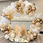 Balloon Arch Kit, 147Pcs Sand White Nude Balloons Arch Garland Kit with White Gold Beige Balloons Arch for Boho Wedding, Birthday Party Decoration, Baby Shower, Anniversary, Engagement, Gender Reveal