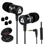 KLIM Fusion Earbuds with Microphone - New 2024 - Long-Lasting Wired Ear Buds - Innovative: in-Ear with Memory Foam - Earphones with Mic and 3.5mm Jack - Black