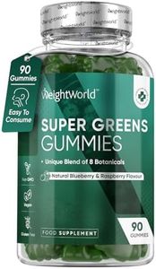 Super Greens Gummies - 90 Vegan Gummies - Blend of Botanicals with Essential Vitamins & Minerals - Natural Blueberry & Raspberry Flavour - for Energy & Immunity - Alternative to Super Greens Powder