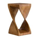 Something Different Stunning Brown Hand-Crafted Acacia Wood Honey Twist Table - 51cm x 28cm (1 Pc) - Masterpiece from Northern Thailand - Perfect for Any Home