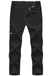 JHMORP Men's Hiking Pants Lightweight Stretch Water Resistant Outdoor Sports Fishing Climbing Pants with Zipper Pockets (Black,CA 30)