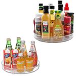 ZEEREE 2 Pack Lazy Susan Turntable Cupboard Organiser, Clear Rotating Spice Shelf Organizer Turntable(27+23.5cm), Non-Slip Fridge Lazy Susan Turntable, Multi-Functional Spice Rack for Kitchen Storage