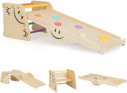 Maxmass 6-in-1 Kids Climbing Toys Set, Montessori Wooden Climbing Frame with 3-in-1 Reversible Ramp and Height Adjustable Step Stool, Toddler Climber Jungle Play Gym Set for 3+ Years Old