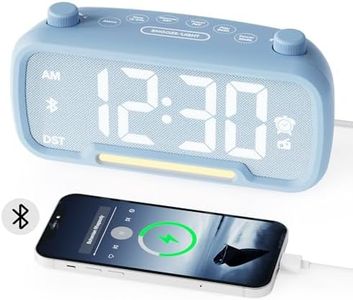 Roxicosly Alarm Clocks Radio with Bluetooth Speaker, Digital Clock with Night Light,Dimmer Alarm Clock 5 Brightness,16 Volume,12/24H&DST, Radio Clock with Battery Backup Alarm Clocks for Bedrooms Kids