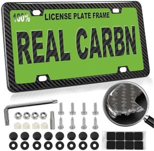Real Carbon Fiber License Plate Frame, 100% Pure Carbon Fiber Frame, Black License Plate Holder Cover, Universal Car Tag Frame for Men/Women Gift - 1 Pack 4 Hole