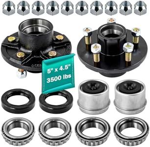 JADODE Trailer Hub Kit 5 Bolt 4.5 for 3500 lbs Heavy Duty Trailer Axle 1-1/16'' with 1/2"-20 Thread #84 Spindle 5 Lug Trailer Hub 2 Sets