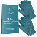 Exfoliating Bath Gloves for Shower - (2 Pairs, 4 Gloves) Medium Exfoliation, Body Scrub Shower Scrubber, Shower Exfoliating Gloves for Women & Men, Loofah Shower Glove