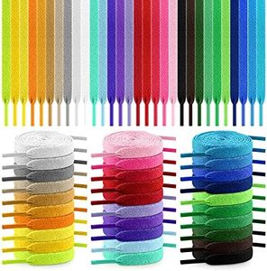 ISUSSER 30 Pairs Flat Colored Shoe Laces, 31" 40" 47" 54" Shoelaces Shoe Strings for Sneakers Boots Skate Shoes Sport Shoes, ['Red', 'Orange', 'Yellow', 'Lime', 'Green', 'Navy', 'Blue', 'Purple',