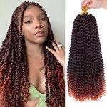 Xtrend 8 Packs 18 Inch Passion Twist Hair Water Wave Braiding Hair Red Bohemian Crochet Hair Extension For Black Women (16Strands/Pack,T350#)