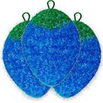 Dish Scrubbie Blueberry (3 Pc) | Cute and Colorful Scrubber for All Purpose Scrubbing | Dishwashing, Scrubbers, Bathrooms, Floors, General Use - 3 Pack