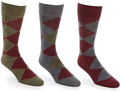 POLO RALPH LAUREN MENs Argyle Dress Socks (3 PAIRS) (GREY BURGUNDY)