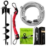 Snagle Paw Dog Tie Out Cable and Stake with Lock-Cap,Heavy Duty 30FT Yard Leash & Stake with Shock Absorbing Bungee Tether,Rust Proof Ground Anchor for Yard, Beach, Camping & Outdoor,up to 360 Lbs