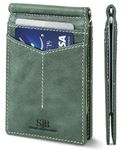 SERMAN BRANDS RFID Blocking Wallet Slim Bifold - Genuine Leather Minimalist Front Pocket Wallets for Men with Money Clip Gift, Alpine Green Rogue, slim