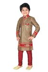 AHHAAAA Kids Ethnic Indo-Western Cotton Silk Festive Sherwani and Breeches Set for Boys_