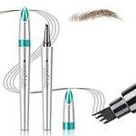 Eyebrow Pencil, Eyebrows Pen with 4 Micro-Fork Tip, 3D Waterproof Microblading Liquid Brow Tattoo Tint Pencil, Long-Lasting Smudge-Resistant Natural Rapid for Makeup Beginners Dark Brown