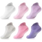 LA Active Baby Toddler Grip Ankle Socks - 6 Pairs - Non Slip/Skid Covered (Girls, 4-7 Years)