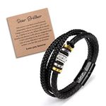 YELUWA To My Brother Bracelet, Stainless Steel Braided Leather Bracelet Gift for Men Boy, Brother Bracelet Gifts for Brother Birthday Graduation Gift for Him Men from Sister Brother