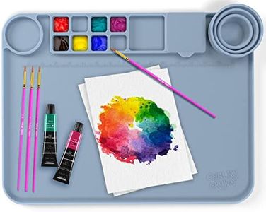 Silicone Craft Mat Silicone Art Mat with Cup Silicone Mats for Crafts - Craft Silicone Mat Silicone Painting Mat - Thick Large Silicone Artist Mat with Cup and Raised Edge for Painting (17.7"x13.7")