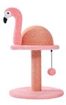 PAWZ Road Cat Scratching Post, Flamingos Natural Sisal Cat Scratcher with Interactive Toy Ball and Extra Replacement Sisal Scratching Pole for Kittens and Indoor Small Cats