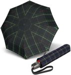 Knirps T.200 Medium Duomatic Automatic Open Rain Umbrella - Compact Windproof Umbrella for Rain - Travel Umbrella for Adults - 98cm Diameter Retractable Umbrella & Carrying Case, Check Hunter
