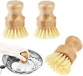 Bamboo Dish Scrub Brushes,3Pcs Dish