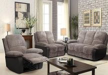 Comfy Living Fabric Jumbo Cord Recliner Sofa 3 Seater 2 Seater 1 Seater Chair Grey or Brown (3 Seater Sofa Only, Brown)