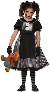 Forum Novelties CC77067 Dark Rag Doll, Girls, Black, White, Age 8-10 Years Old